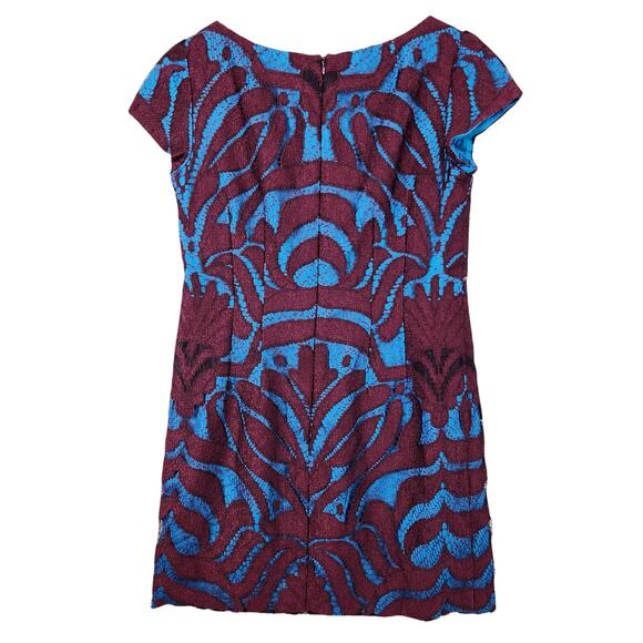 Nanette Lepore Sheath Dress Sz 10 - Style 042-4977 Blue/Burgundy Silk EUC - Picture 3 of 15